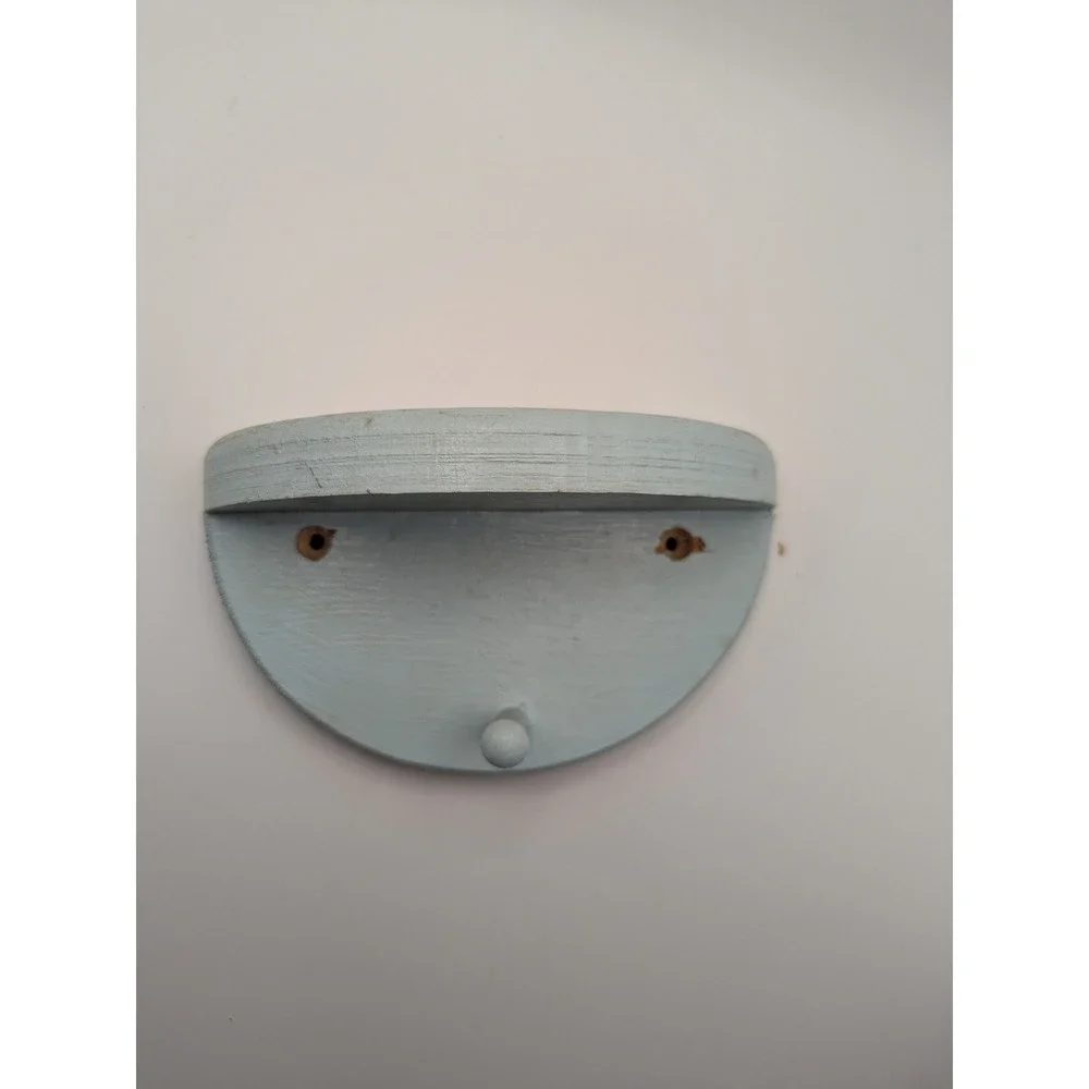 Wall Mounted Shelf Rustic‎ Wood Half Moon Display Hook Decor Light Blue 6.5x4x3